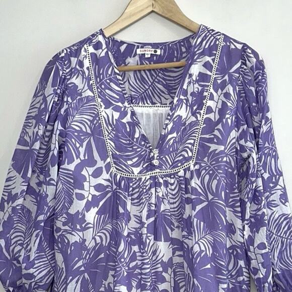 SUNDRY Palm Beach Ruffle Dress in Bright Orchid - Picture 7 of 13